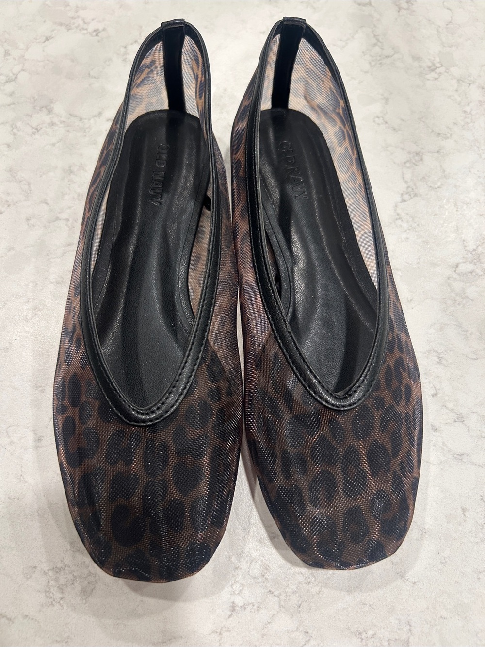 Old Navy Brown and Black Leopard Print Mesh Flats